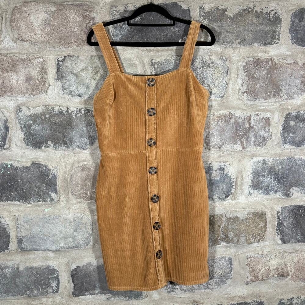 No Boundaries Dress Junior's‎ Large Tan Corduroy Mini Preppy Y2K Retro Jumper